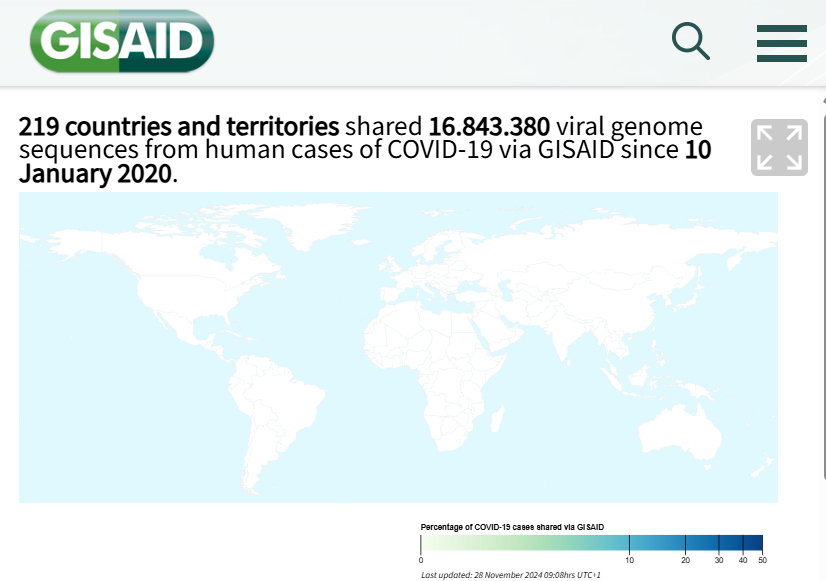 Screenshot GISAID Datenbank