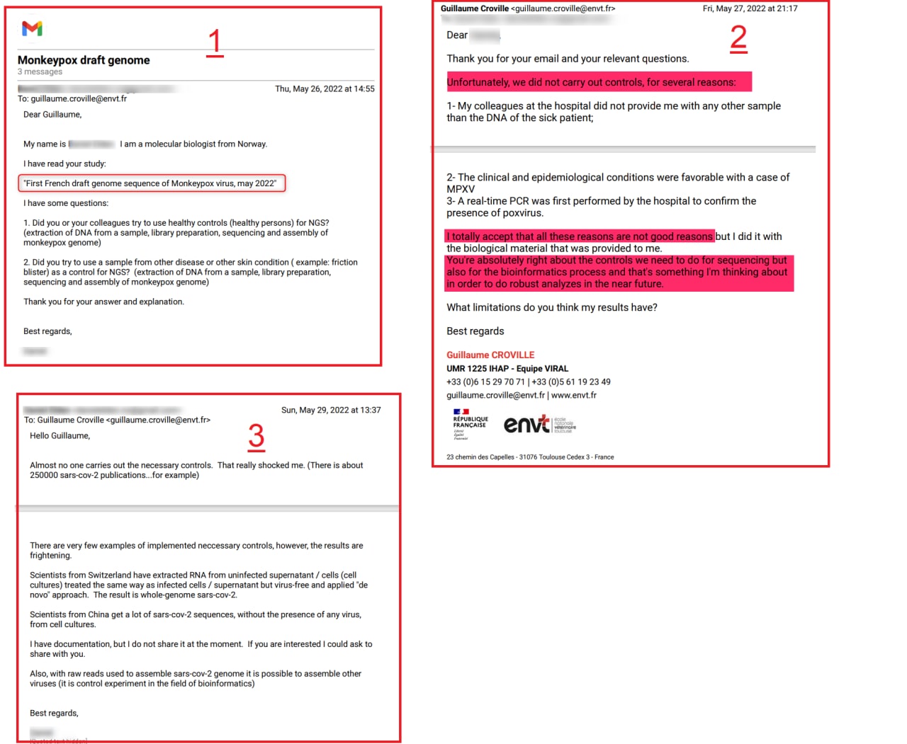 E-Mail-Korrespondenz – Guillaume Croville