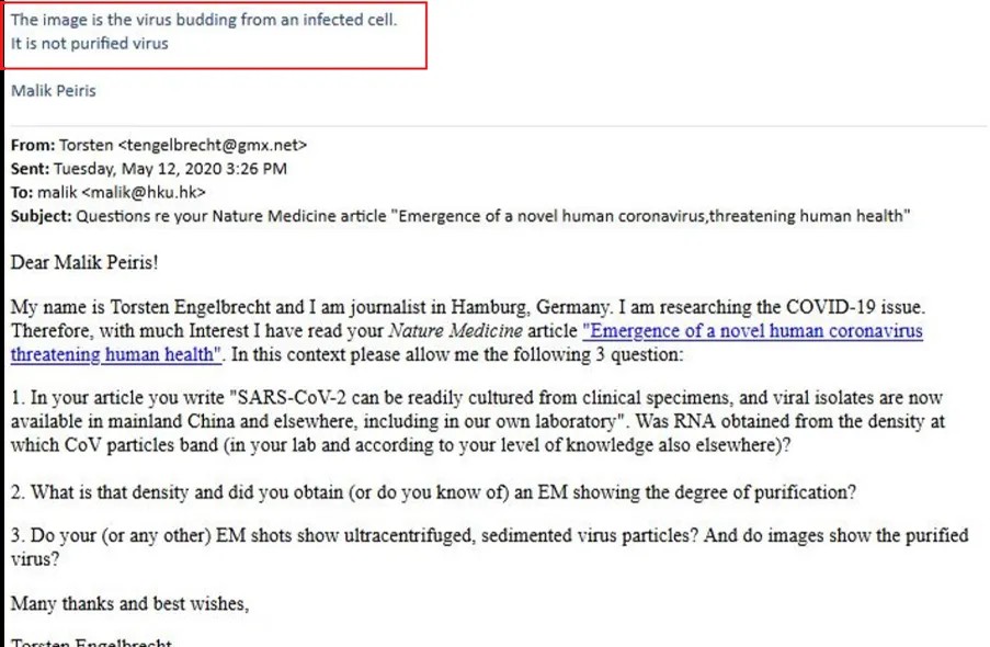 E-Mail-Korrespondenz – Leo L. M. Poon, Malik Peiris et al.