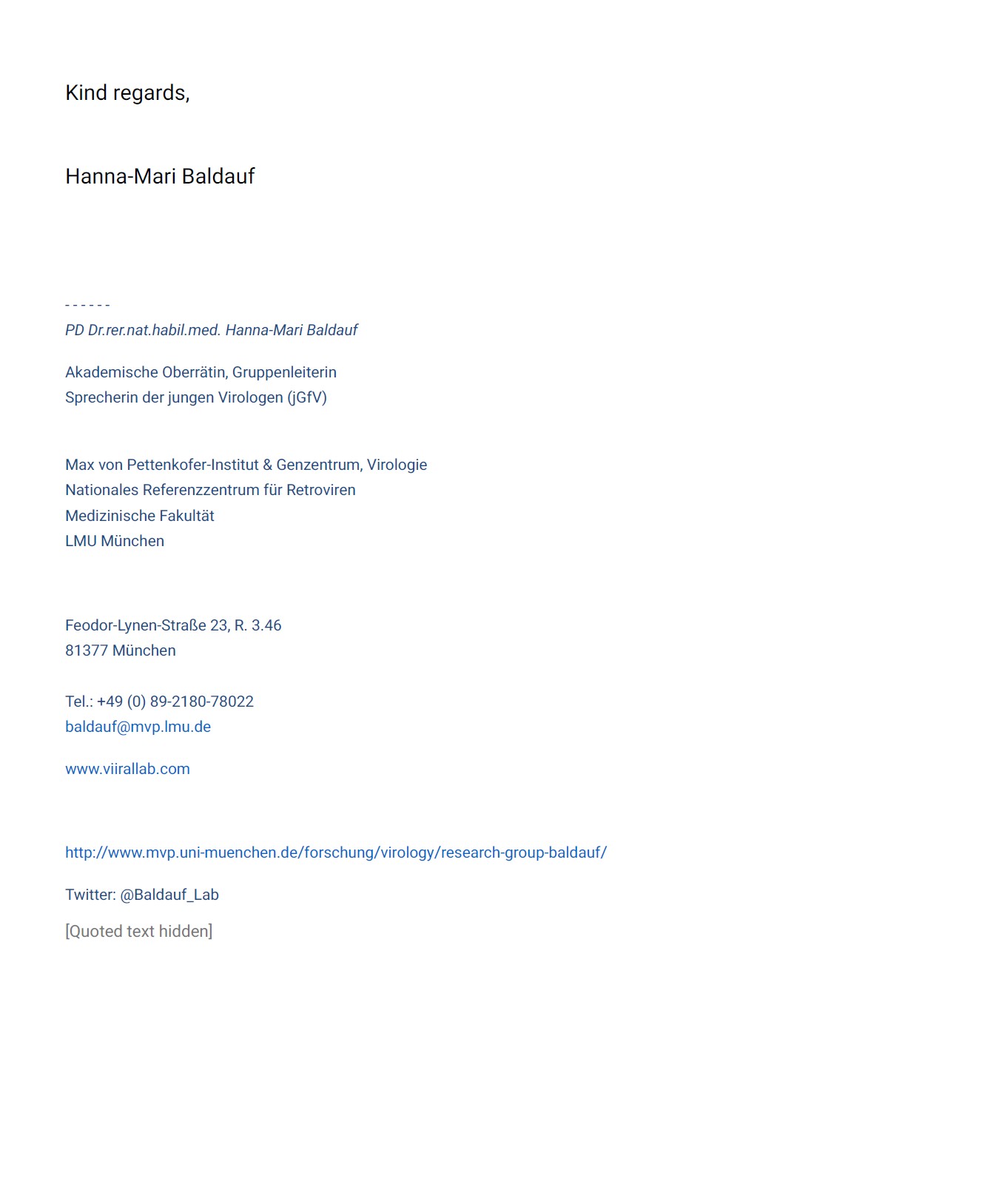E-Mail-Korrespondenz – PD Dr. Hanna-Mari Baldauf (2)