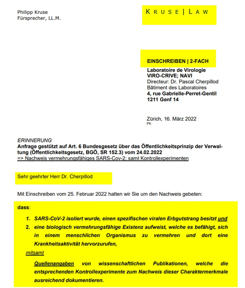 FOI-Anfrage RA Philipp Kruse an NAVI/HUG – Seite 1