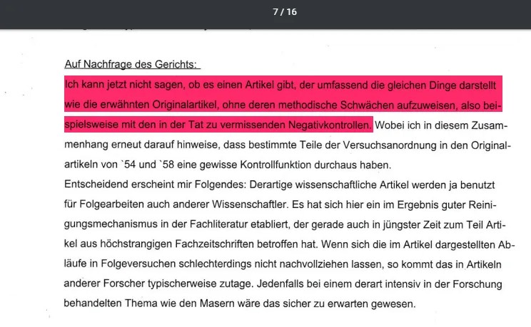 Protokoll Landgericht Ravensburg – Prof. Podbielski