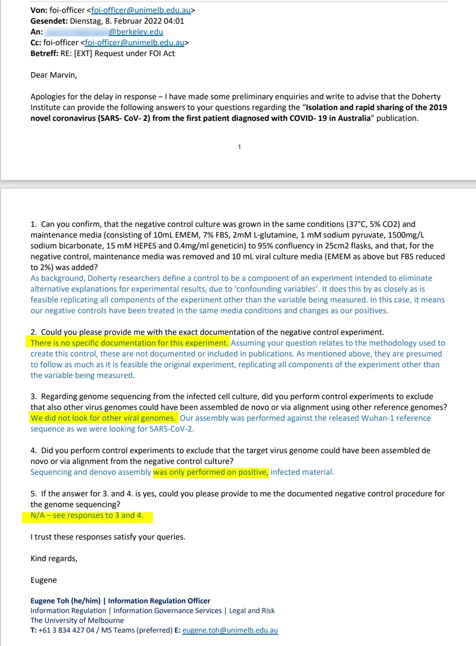 FOI-Antwort – Prof. Jason A. Roberts & Prof. Julian Druce et al. (5 Kontrollfragen)