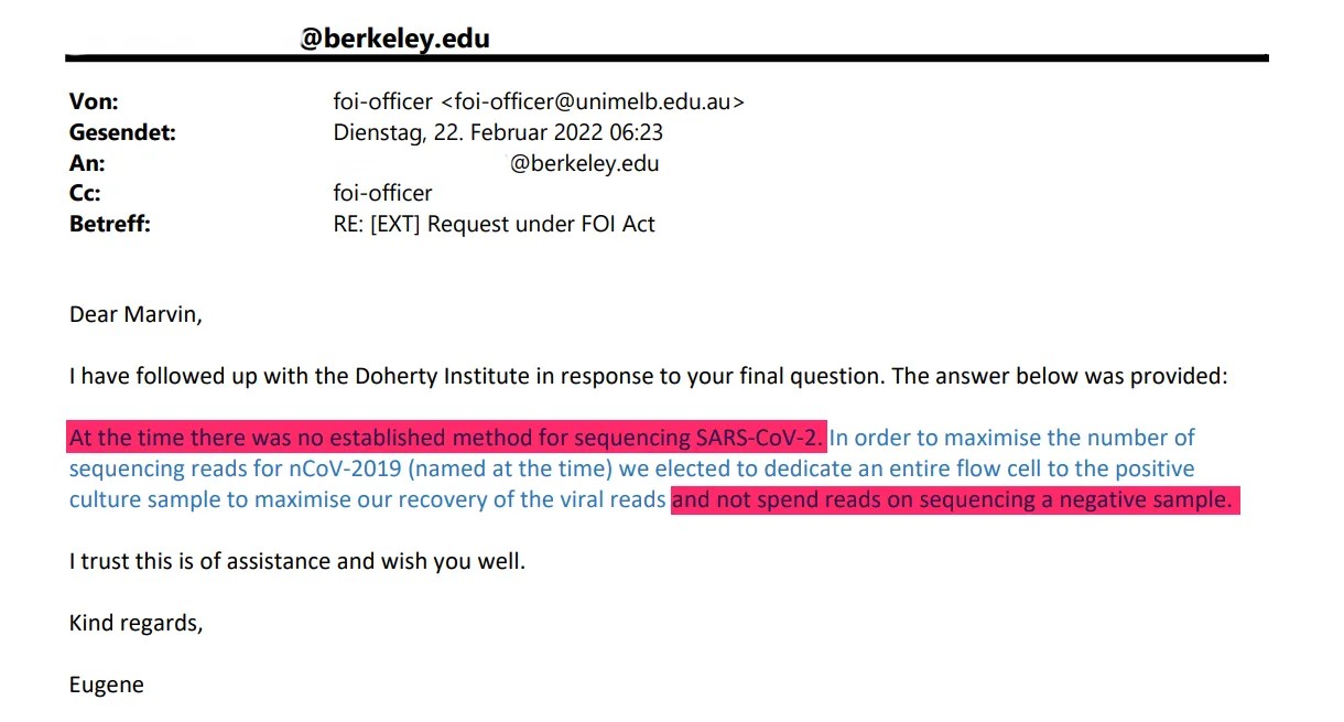 FOI-Antwort – Prof. Jason A. Roberts & Prof. Julian Druce et al.