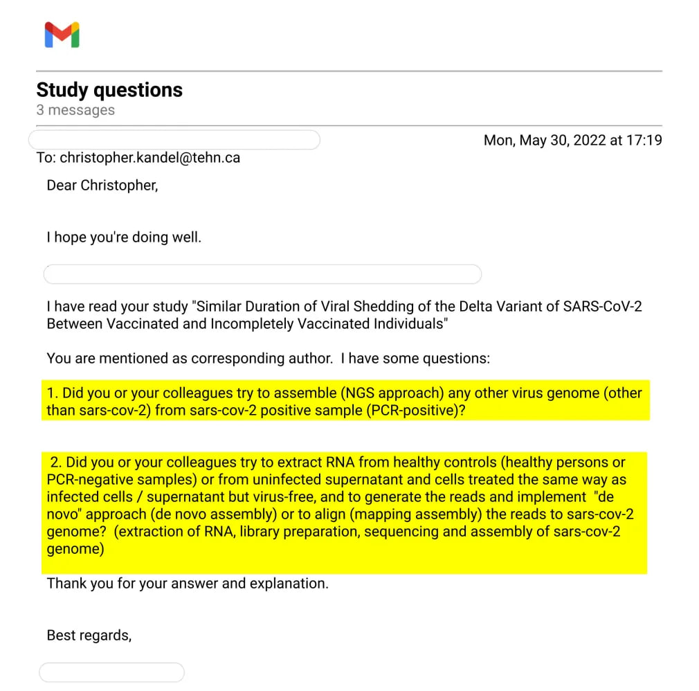 E-Mail-Korrespondenz – Prof. Samira Mubareka & Christopher E. Kandel et al. (1)