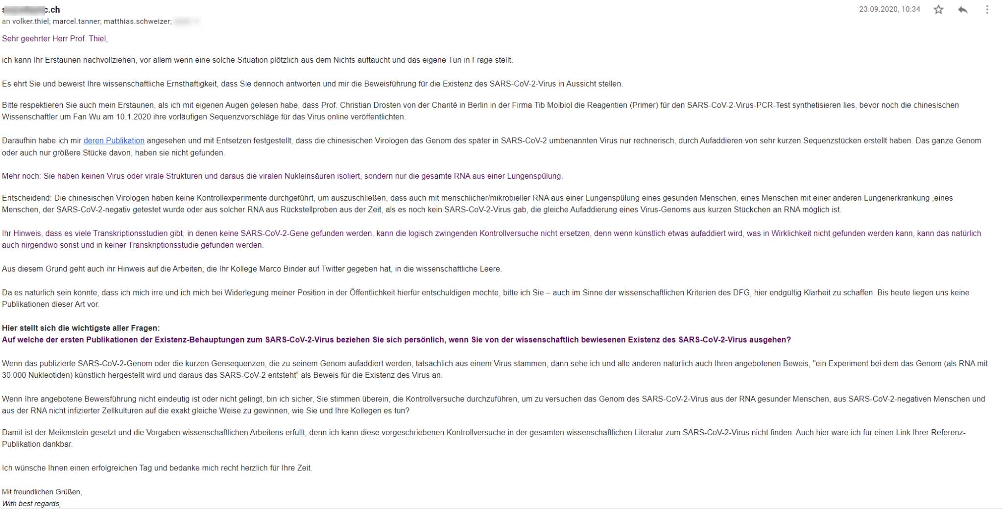 Schriftverkehr Thiel / Schweizer / Tanner – Seite 7