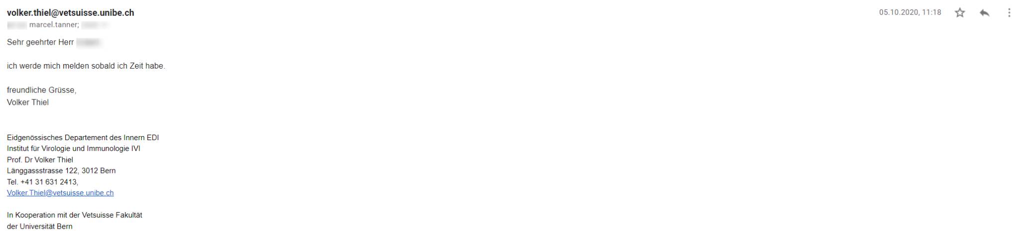 Schriftverkehr Thiel / Schweizer / Tanner – Seite 8