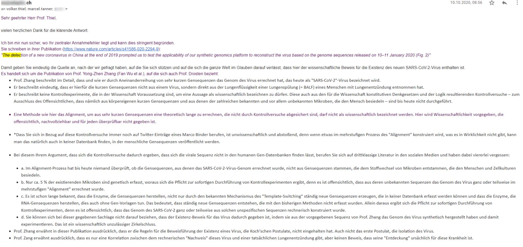 Schriftverkehr Thiel / Schweizer / Tanner – Seite 10