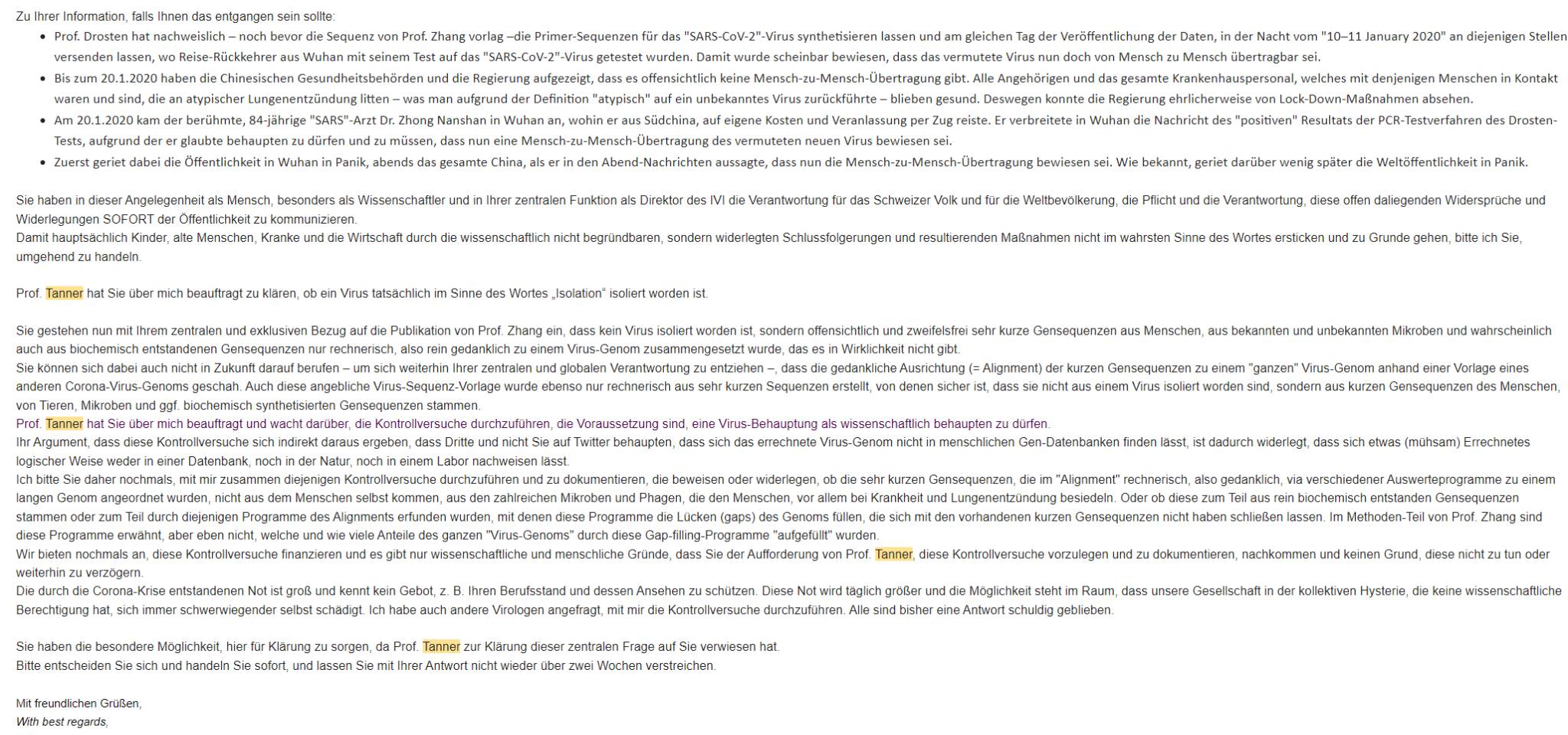 Schriftverkehr Thiel / Schweizer / Tanner – Seite 11