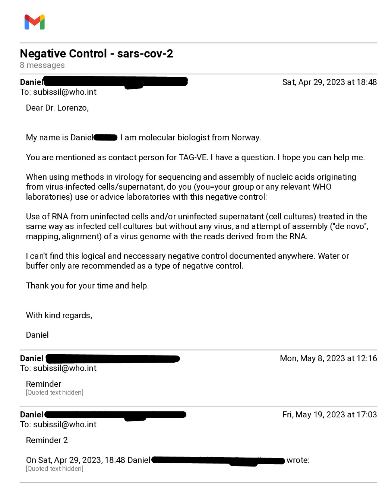 E-Mail-Korrespondenz – Dr. Lorenzo Subissi, WHO (1)