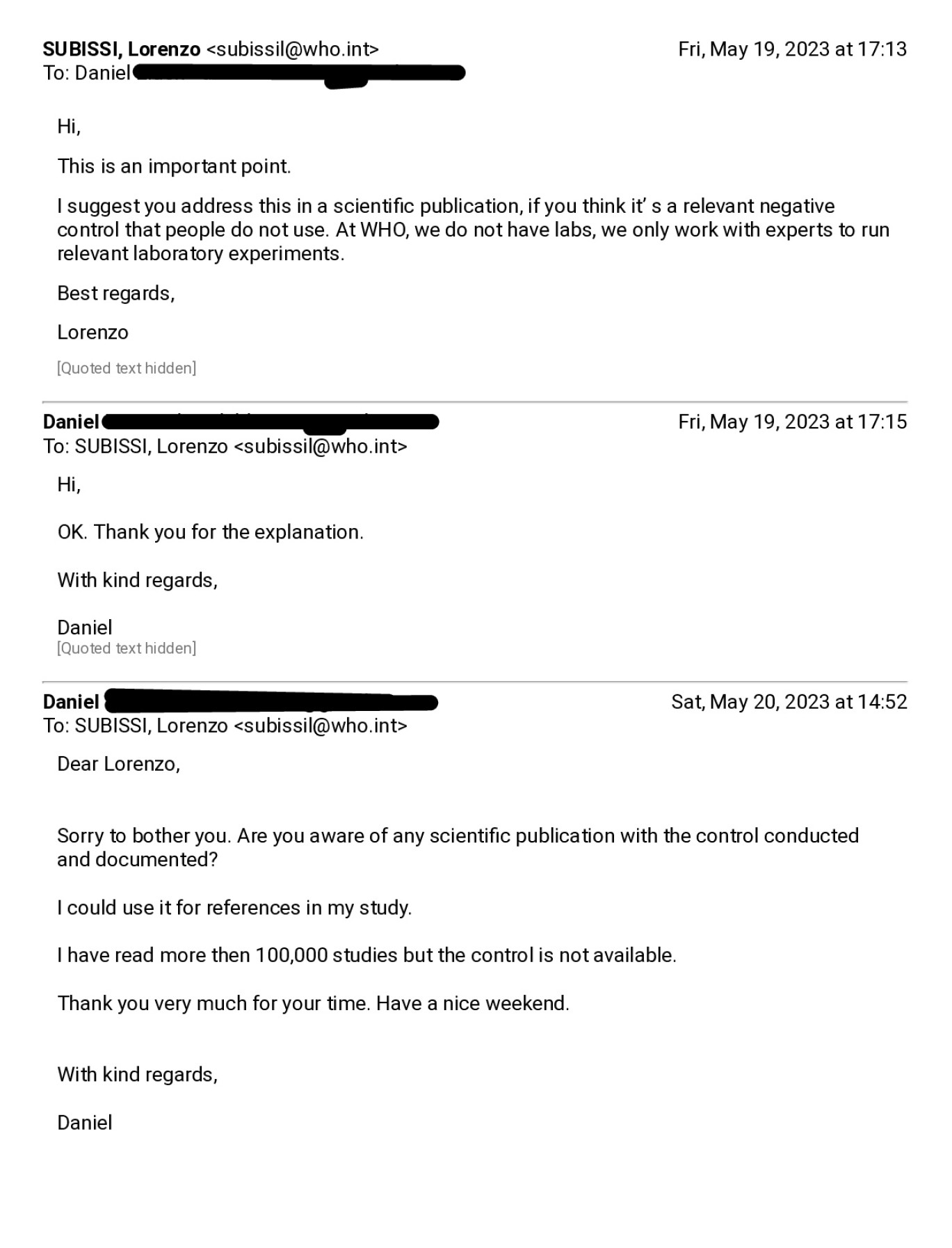 E-Mail-Korrespondenz – Dr. Lorenzo Subissi, WHO (2)